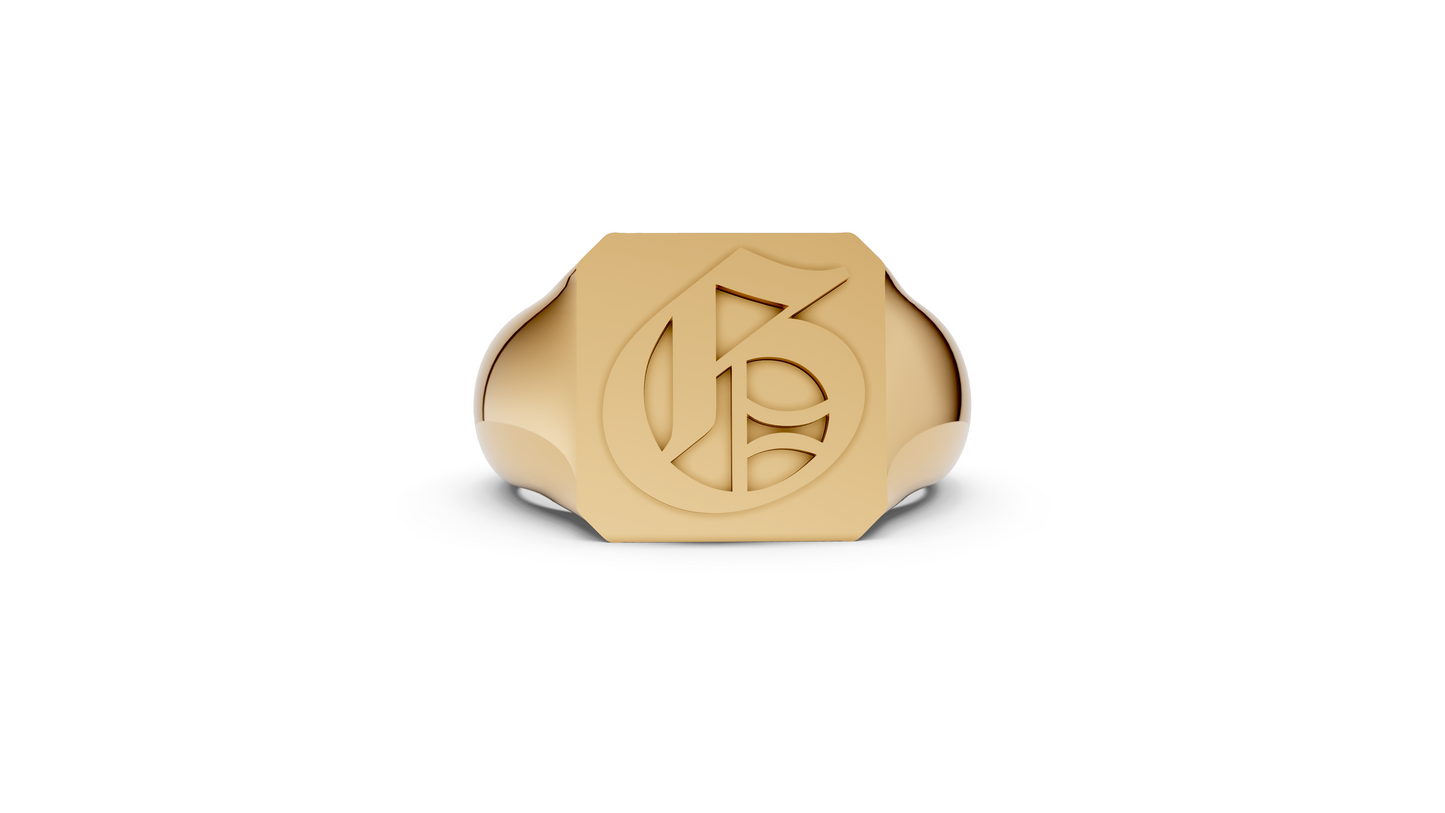 14KY Old English Initial Signet Ring