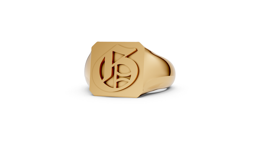 14KY Old English Initial Signet Ring
