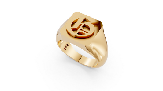 14KY Old English Initial Signet Ring